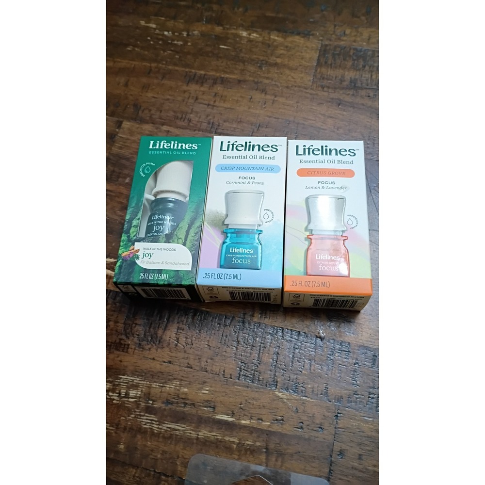 Lifelines Essential Oil Blend Focus  .25 oz  New‎ Sealed Lot Of 3 Packs